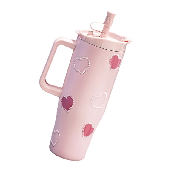 AOOOWER Unique Drinkware Insulated Water Bottle 1200ml Capacity with Pearls Decors and Ergonomic Handle for Fitness and Outdoor