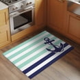 thumbnail image 2 of 2x3 Ft Entryway Area Rug, Anchor Aqua Kitchen Rug Runner Washable Floor Mat, Modern Navy Blue White Striped Nautical Non Slip Indoor Door Mat Throw Carpet for Bathroom Living Room Bedroom, 2 of 8
