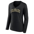 thumbnail image 2 of Women's Black Colorado Buffaloes Basic Arch Long Sleeve V-Neck T-Shirt, 2 of 3