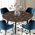thumbnail image 5 of Elastic Fitted Round Tablecloth, Brown Floral Waterproof Stretch Table Cover for 55"-60" Tables, Vintage Spring Botanical Flowers Washable Outdoor Tablecloths for Patio, Picnic, Camping, 5 of 9