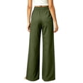 thumbnail image 7 of Ynynloco 100%Cotton Wide Leg Pants for Women Flowy Palazzo Drawstring Elastic Waist Trousers with Pockets Vacation Clothes, 7 of 7