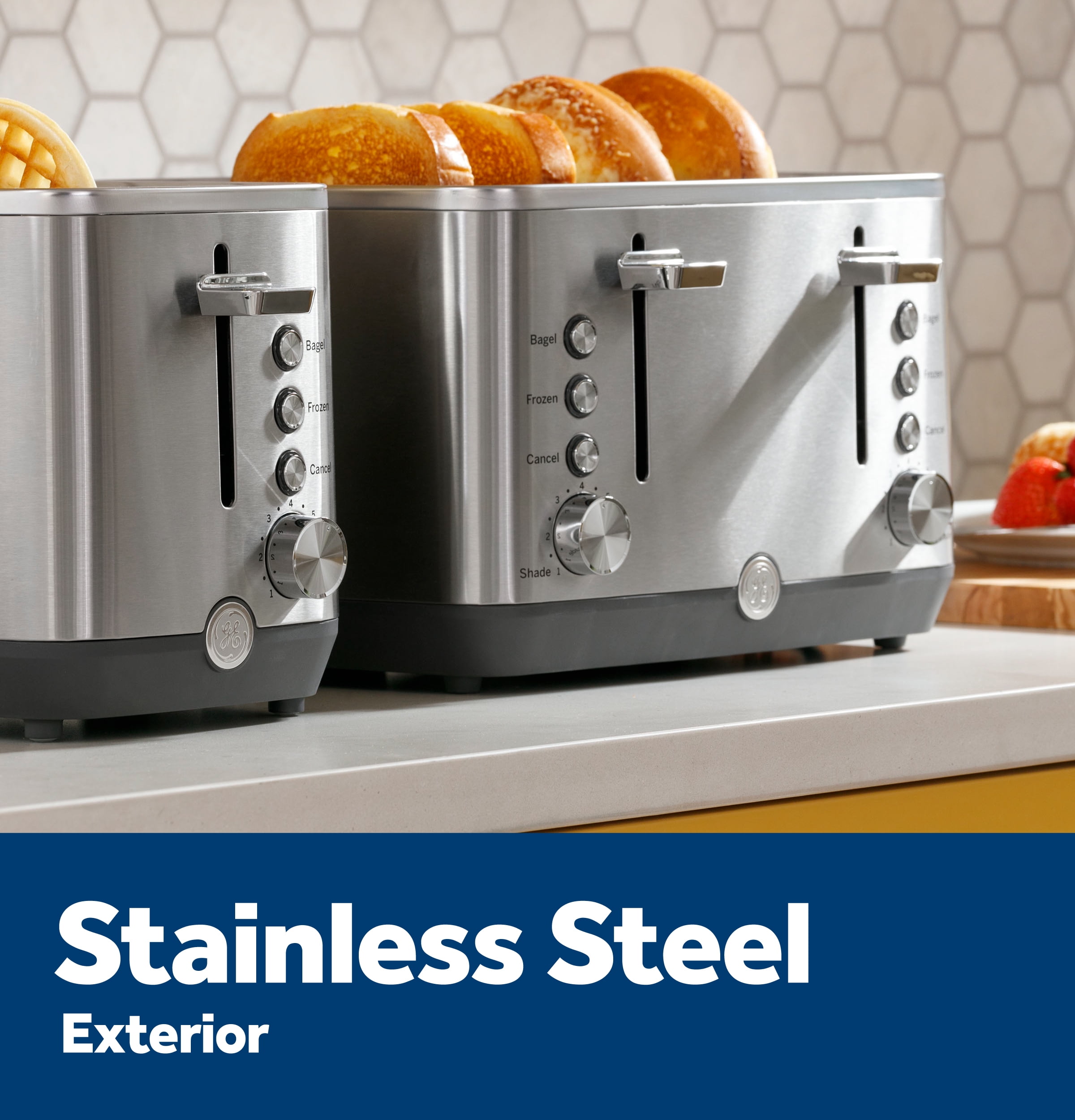 GE Appliances 4-Slice Toaster, Stainless Steel Finish, Removable