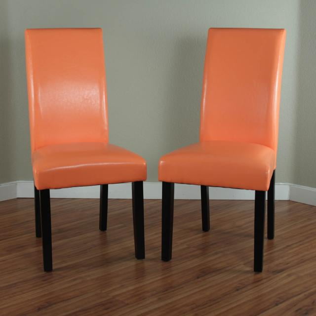 Villa Faux Leather Sunrise Orange, Dining Room Chairs Faux Leather