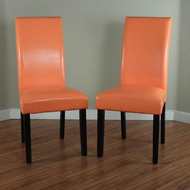 Villa Faux Leather Sunrise Orange Dining Chairs (Set of 2) - Walmart.com