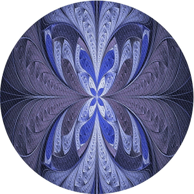 Ahgly Company Tapis d'Intérieur Lavables en Machine, Ronds, Bleu Nuit Transitionnel, 7' Ronds