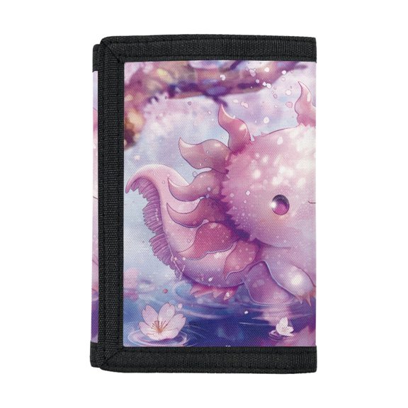 POLERO Axolotl Theme Thin Children's Money Wallets, Polyester Children's Wallet Lightweight Kids Trifold Wallet for Travel Sports
