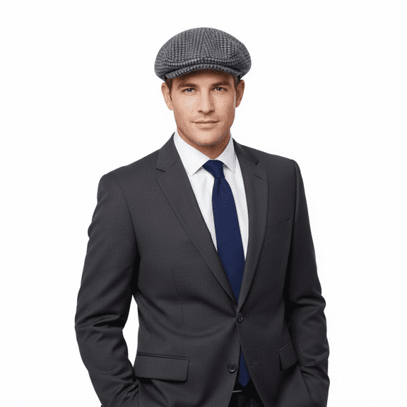 Dolce & Gabbana Men’s Grey Herringbone Flat Cap – Luxury Headwear-Adult M for mens