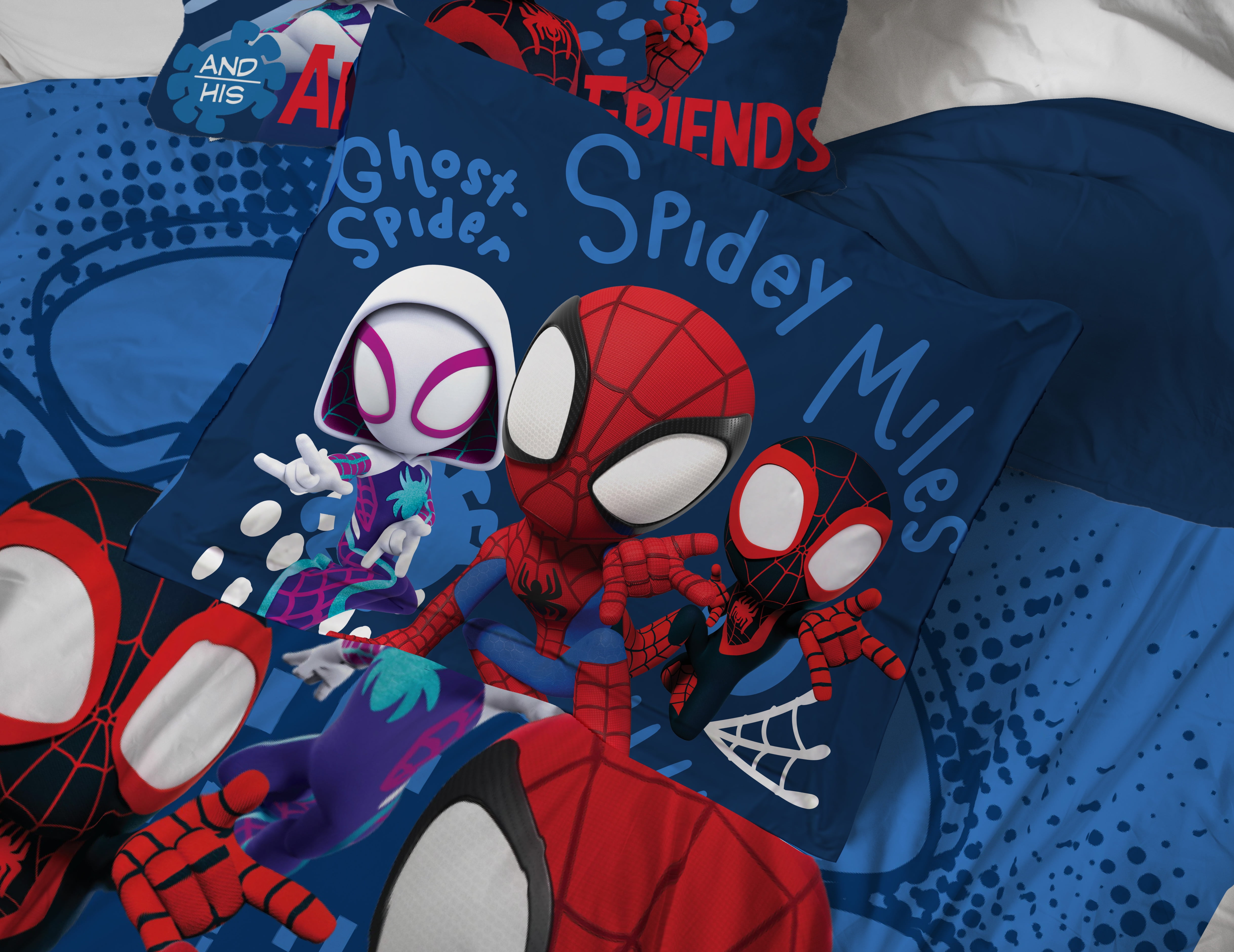 Marvel Spidey and his Amazing Friends Team Red, White, and Blue 4 Piece  Toddler Bed Set - Comforter, Fitted Bottom /Flat Top Sheet, and Reversible  Pillowcase