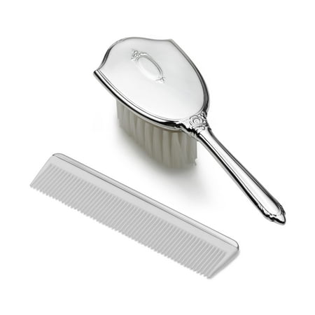 Pewter Gift Boxed Shield Girls Comb and Brush Set GP8914