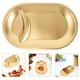 thumbnail image 4 of Plato de aperitivos de acero inoxidable para el hogar, bandeja de metal para servir, plato de metal para repostería, bandeja para salsas, recipiente decorativo para alimentos, 4 of 8