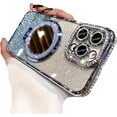 thumbnail image 7 of Compatible with iPhone Case,Luxury Glitter Diamond Ring Hold Stand&Make up Mirror Design Full Body Protection Soft Shockproof Cover Phone Case (Blue,iPhone 14 Pro Max), 7 of 7