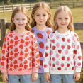 thumbnail image 4 of DOZINSIX 3 Pack Toddler Girls Crewneck Sweatshirts Kids Cotton Strawberry Print Long Sleeve Fall Winter Pullover Tops, 4 of 9