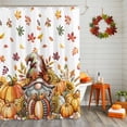 thumbnail image 2 of Shower Curtain 60"W x 72"L Autumn Thanksgiving Gnome Pumpkins Leaves Fabric Shower Curtains Set with Hooks Water Repellent Bathroom Curtains Machine Washable Bathroom Accessories, 2 of 6