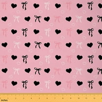 jejeloiu Chic Bow Bowtie Fabric by the Yard 1 Yard,Black Loves Print Home Decor Fabric by the Yard,Pink White Bowknot Sewing Fabric For Child,Ultra Soft Home Decor