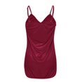 thumbnail image 7 of HAXMNOU Plus Size Lingerie Women's Satin-Silk Sleepwear Pajamas Solid Color Nightdress Mini Dress Skirt Wine 5XL, 7 of 7