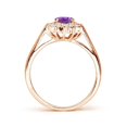 thumbnail image 2 of ANGARA Natural 0.7 Ct. Amethyst with Diamond Halo Ring in 14K Rose Gold for Women (Ring Size: 3), 2 of 9