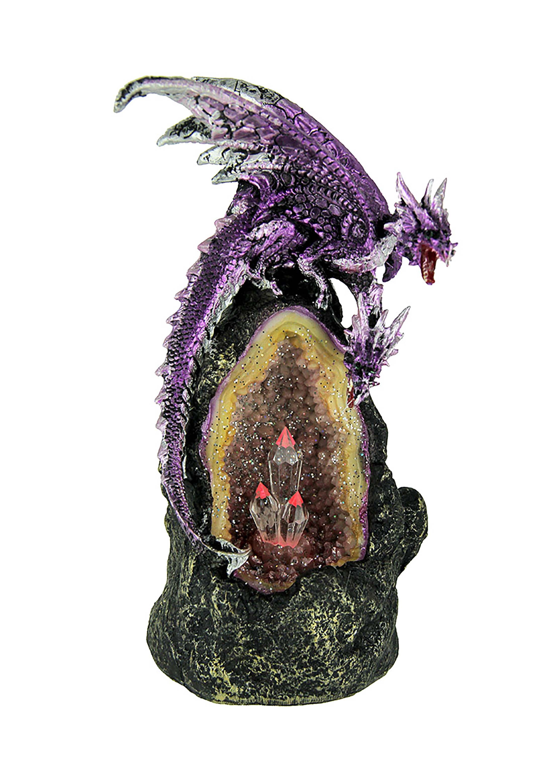 Dragon On LED Purple Crystal Stone Figurine