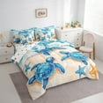 thumbnail image 4 of Manfei Blue Sea Turtle Bedding Sets Twin Size, Beach Ocean Bed in a Bag Twin size, Sealife Animal Reversible Comforter Sets with Sheets, Breathable Room Decorative, 7-Piece, 4 of 7