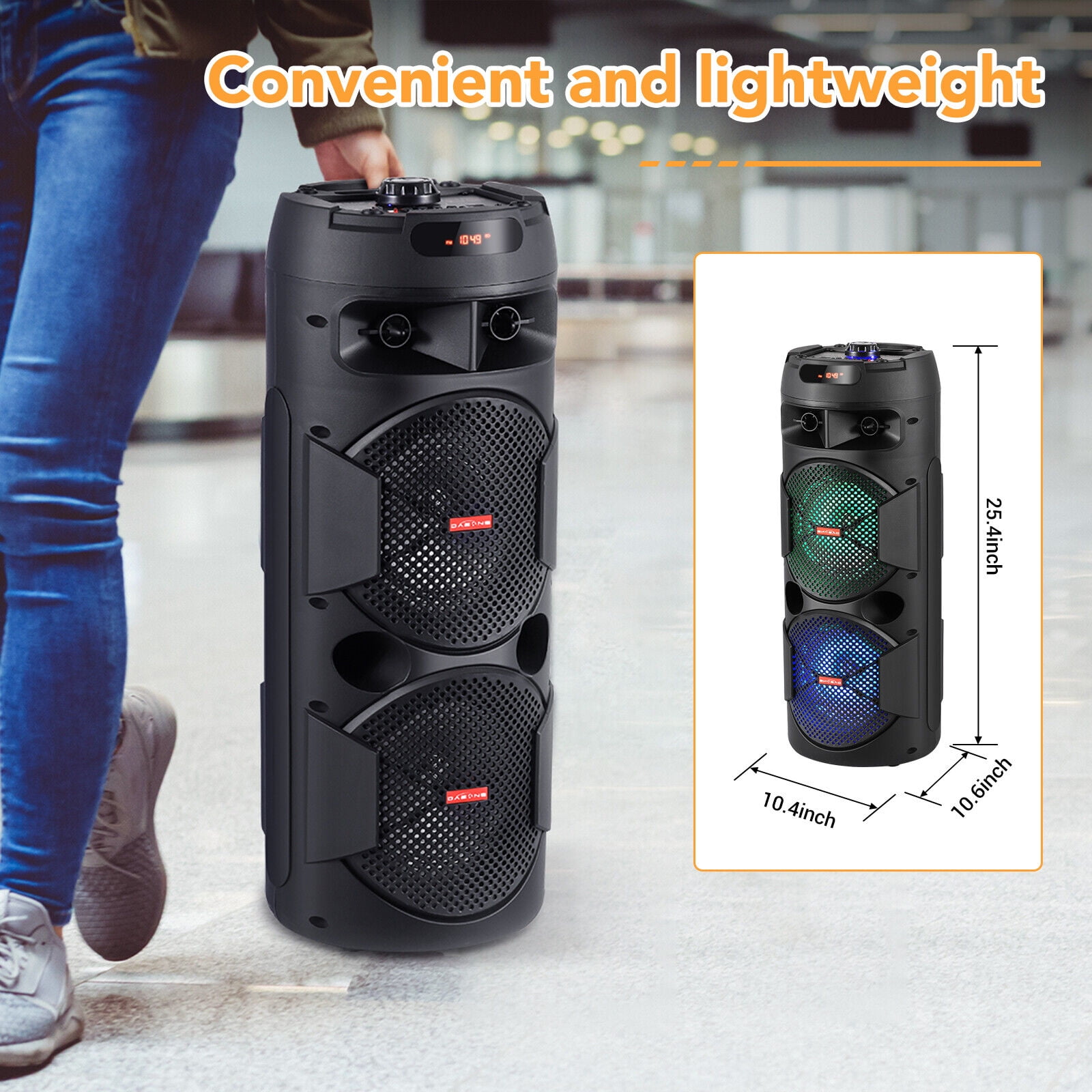 Lohoms Bluetooth Speaker Dual 6.5" Woofer Tailgate with Microphone Remote Party PA Sound System