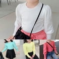 thumbnail image 3 of Skymirror Baby Girls Puff Long Sleeve Sweaters Tops Shirts Spring Summer Ribbed Knit Crewneck T Shirt Tops Tee Blouse, 3 of 7