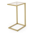 thumbnail image 2 of Mohar Metal Glass Top C-Shaped Side Table, Gold, 2 of 9