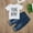 White, variant on XIAXAIXU 2pcs Toddler Kids Baby Boy Clothes T-Shirts Tee Tops  Denim Pants Outfits Set