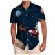 thumbnail image 2 of Blusa y camisa de manga corta con cuello vuelto para hombre, informal, a la moda, con estampado navideño, bolsillo, botones, blusa de manga corta con cuello vuelto, blusa de poliéster para hombre, 2 of 6