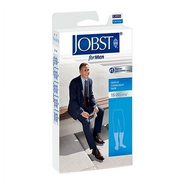 Jobst Medical Legwear For Mens Socks, Knee High 15-20 Mmhg Compression, Black Color, Size: Large - 1 Box