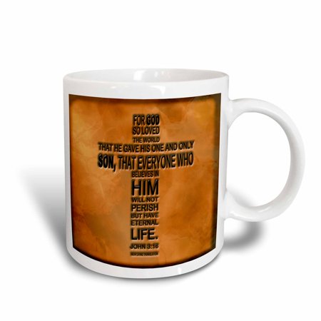 3dRose John 3 16 bible verse embossed on a copper background, Ceramic Mug, 11-ounce