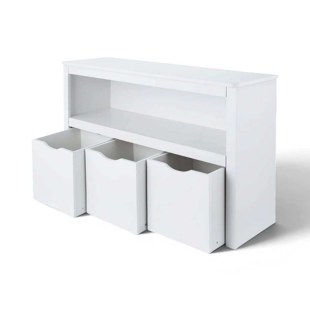 Mainstays Kids Toy Storage Cabinet with Rolling Bins, White photo 4