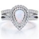 thumbnail image 1 of JeenMata Anillo de Bodas de Filigrana Cruzada con Ópalo de Fuego en Forma de Pera y Moissanita de 1,75 Quilates - Engaste de Doble Halo Pavé - Chapado en Oro Blanco de 18 K sobre Plata, 1 of 6