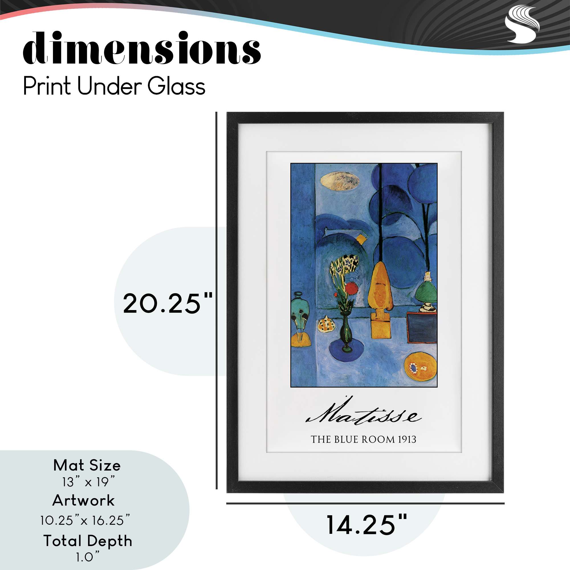 Matisse The Blue Room Black Framed Print Under Glass, design by Vintage Hustle
