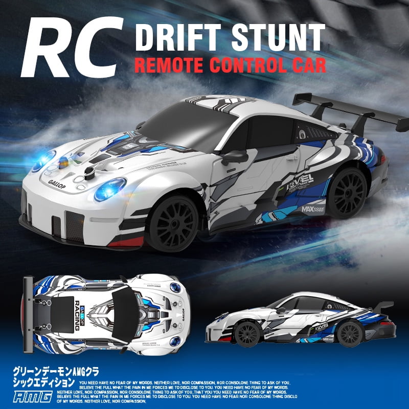 RC Car 2.4GHz 1:24 Scale 4WD High Speed Drift Car with LED Lights , 2 Batteries