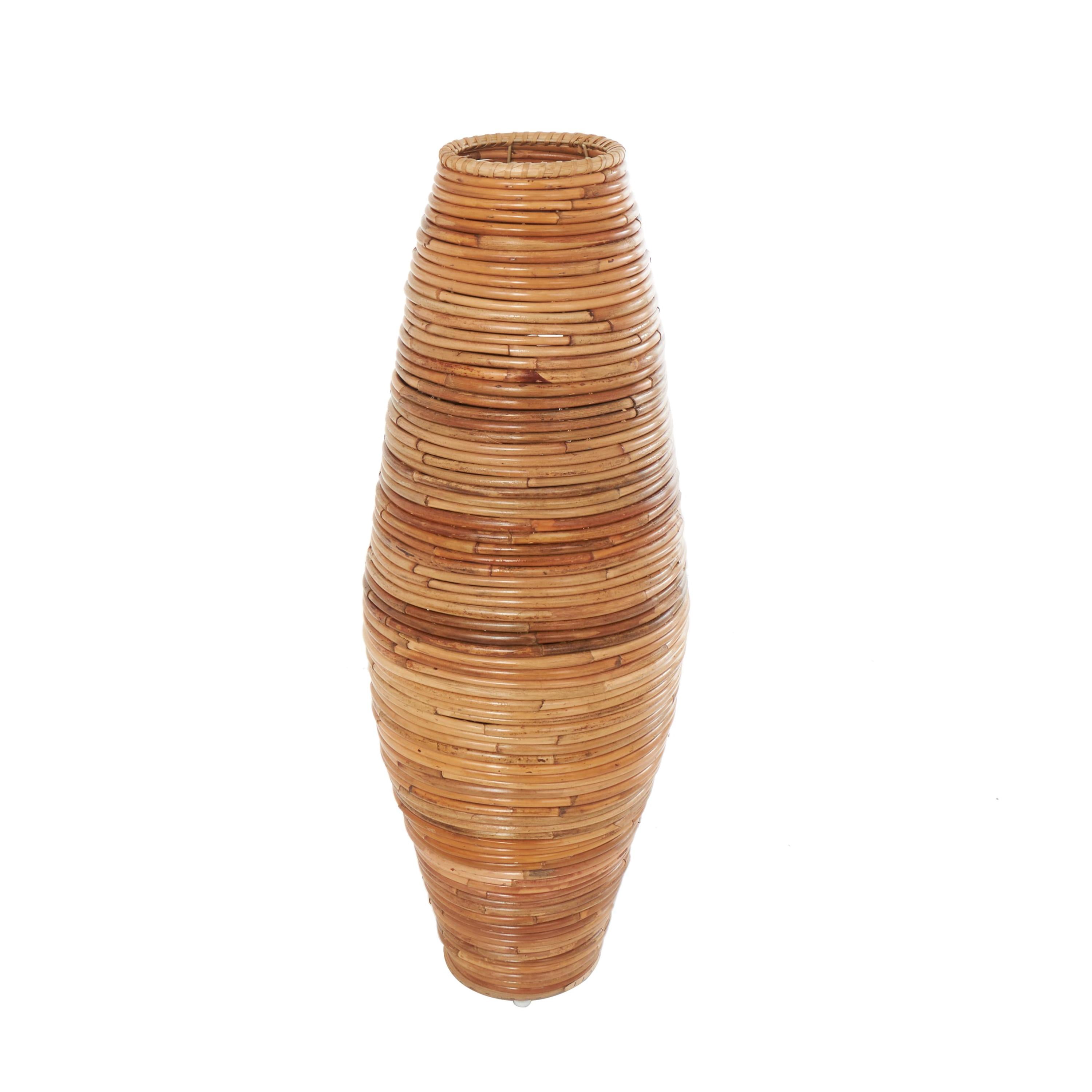 DecMode 37" Handmade Tall Wrapped Brown Rattan Vase