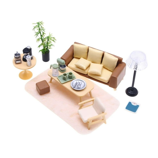 Juego De Muebles Para Casa De Muñecas, Juego De Mesa En Miniatura, Silla, Lámpara De Pie