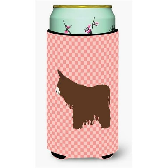 Poitou Poiteuin Donkey Pink Check Tall Boy Beverage Insulator Hugger