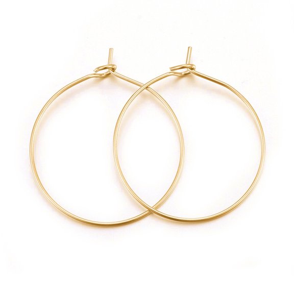 50 pc 304 Surgical Stainless Steel Wine Glass Charms Rings Hoop Earring Findings Real 18k golden Plated 21 Gauge 29x25x0.7mm