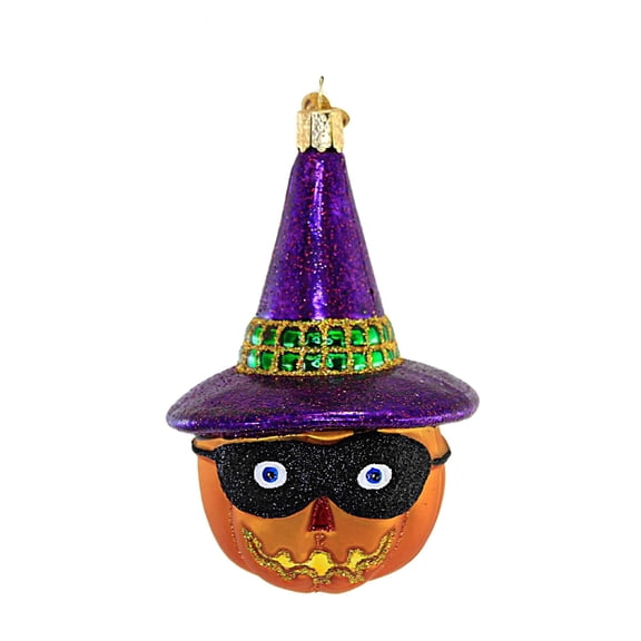 Old World Christmas Masked Witch Jack O'Lantern Glass Blown Ornament for Christmas Tree