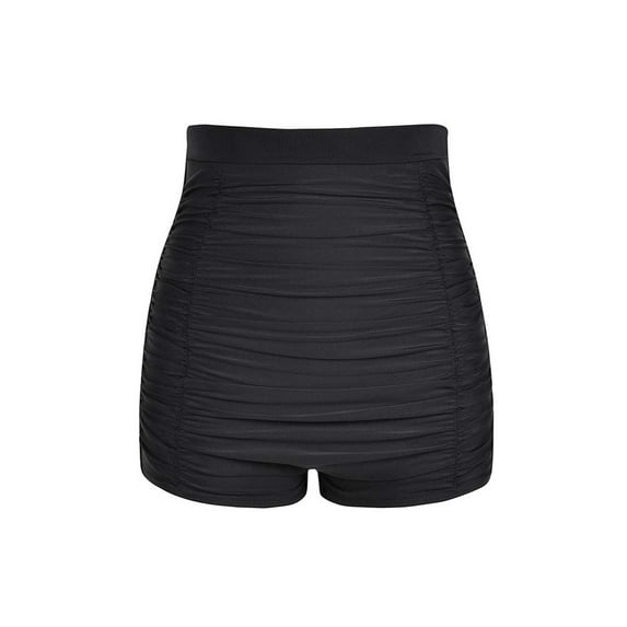 Womens Plus Size Swim Short Bottoms- Ruched High Waisted Bikini Bottom Swim Briefs