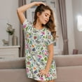 thumbnail image 3 of Naloa Rabbit And Butterfly Print Women Nightgowns,Womens Loungewear,Short Sleeve Sleepwear,Comfy Ladies Nightdress, 3 of 6