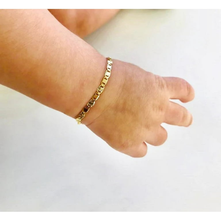 Newborn Baby/Childrens Boys/Girls Gold Filled Baby Bracelet/Figaro Link  Bracelet