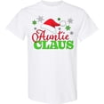 thumbnail image 3 of Inktastic Auntie Claus with Christmas Santa Hat and Snowflakes T-Shirt, 3 of 5