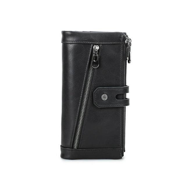 Minnieouse Cartera de cuero para mujer, carpeta de fotos Rectangular de repuesto, compartimento para efectivo, monedero elegante, Notecase, regalo Carteras Negro