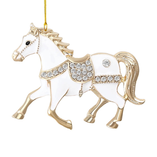 Adornos navideños con forma de caballo Decoración colgante con brillantes en forma de caballo Adorno acrílico para el árbol de Navidad para fiestas de invierno y Navidad Decoración para el hogar