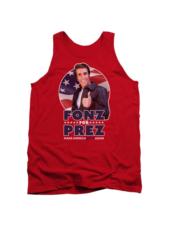 Happy Days Fonz For Prez Adult Tank Top Red