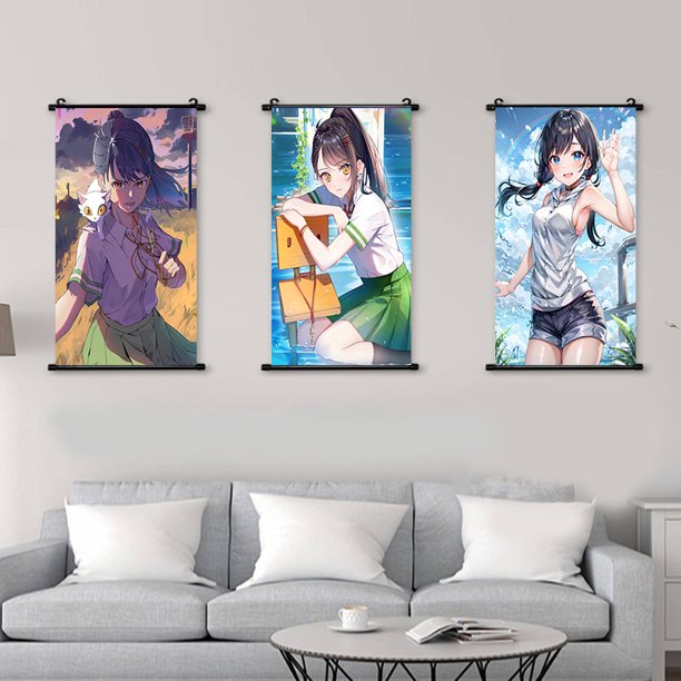 Lienzo decorativo de pared con 3 paneles Weathering With You, 40 x 60 cm, Anime P