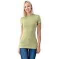 thumbnail image 2 of Simply Fashion Basic Crewneck Short Sleeve T-Shirts - Stretch Cotton Spandex,Sage,Medium, 2 of 4