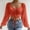 Watermelon Red, variant on Sakmal Women's Drawstring Blouse Red Long Sleeve Flutter Mesh Shirts Deep V-Neck Crop Blouses Business Casual Outfits for Women