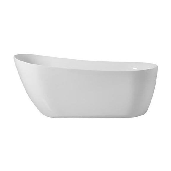 70 inch soaking single slipper bathtub in glossy white