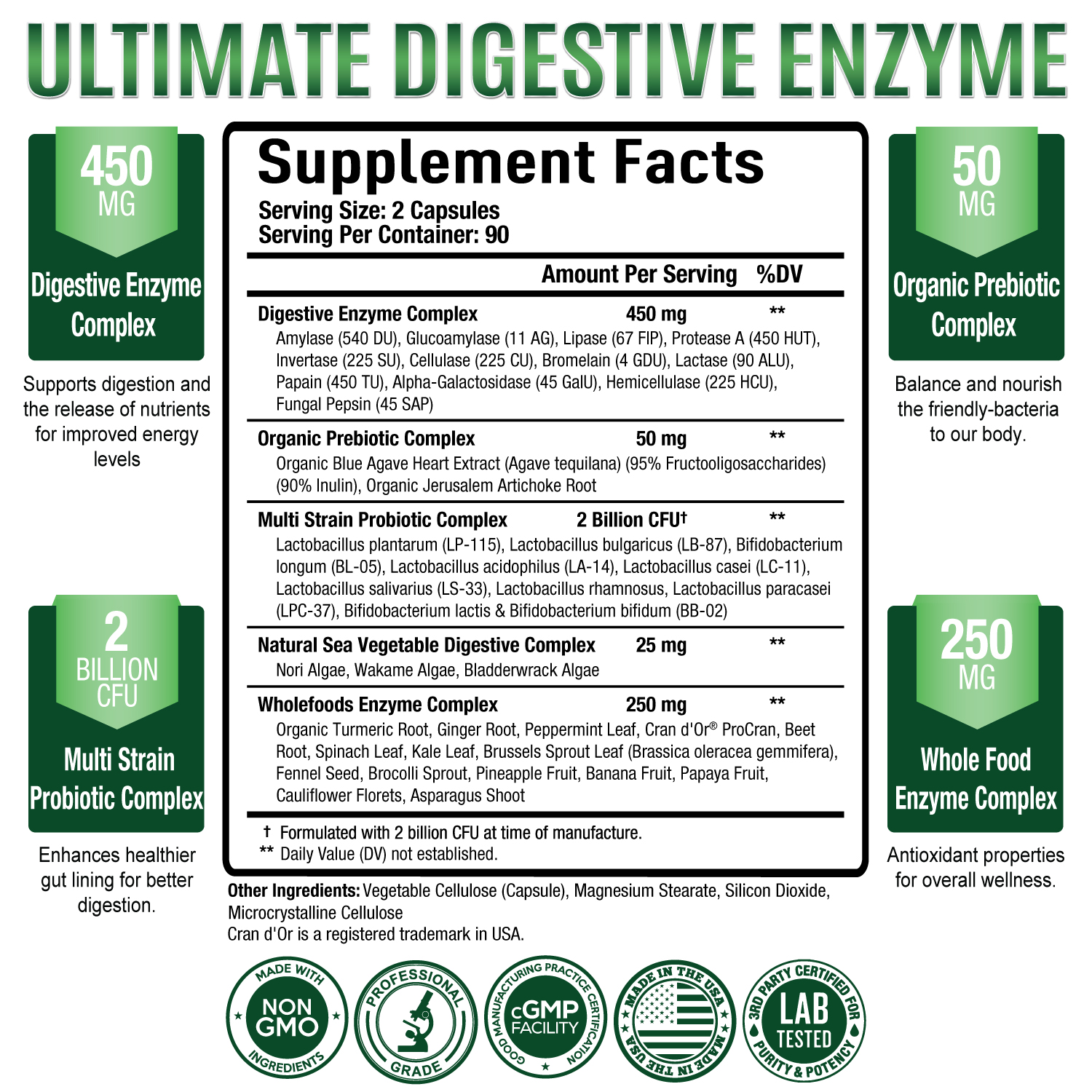 Purely Optimal Digestive Enzymes with Probiotics and Prebiotics 12 Enzymes 180 Capsules